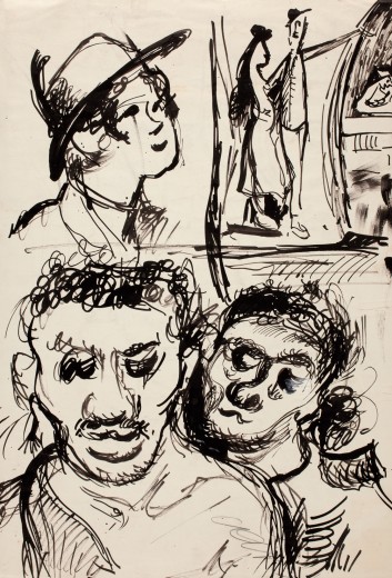Miroslav Šimorda, Untitled, early 1940s,
Indian ink, paper, 42.2×28.6 cm,
private collection Olomouc
