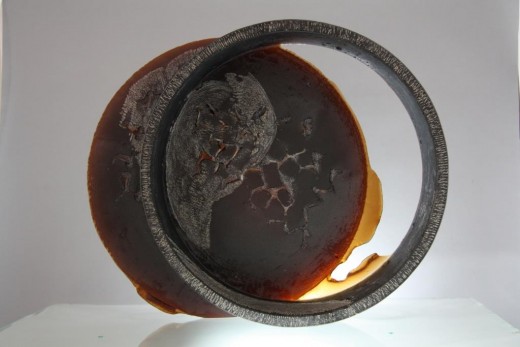Myšlenka I, 2012, tavené sklo, broušené, ryté, 51 x 62 x 12,5 cm