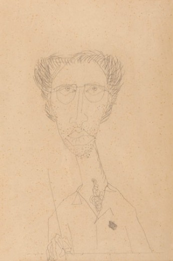 Václav CHAD, Self-portrait 1 / inspired by Klee /, 1943, pencil, paper, 223 x 320 mm,
part of the GVCh fund 2014, J. Janoušek collection