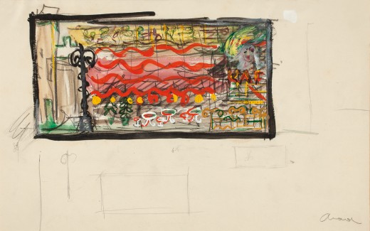 Václav Chad, Untitled [stage design], early 1940s, combined technique, paper, 24.7×39.5 cm,
private collection Olomouc