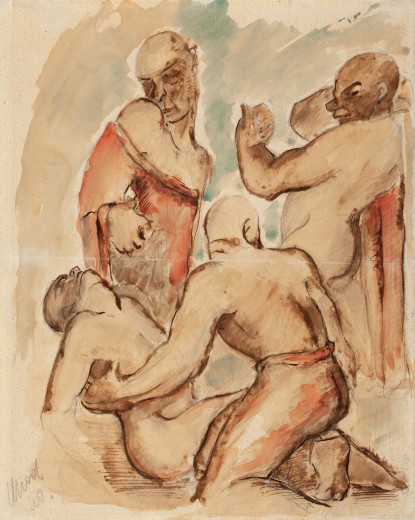 Václav Chad, Fight, 1942, coloured drawing, paper, 33.6×26.6 cm, private collection Olomouc