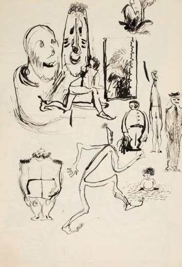 Miroslav Šimorda, Untitled, early 1940s,
Indian ink, paper, 42.2×28.6 cm,
private collection Olomouc